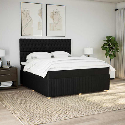 Boxspringbett mit Matratze Schwarz 180x200 cm Stoff