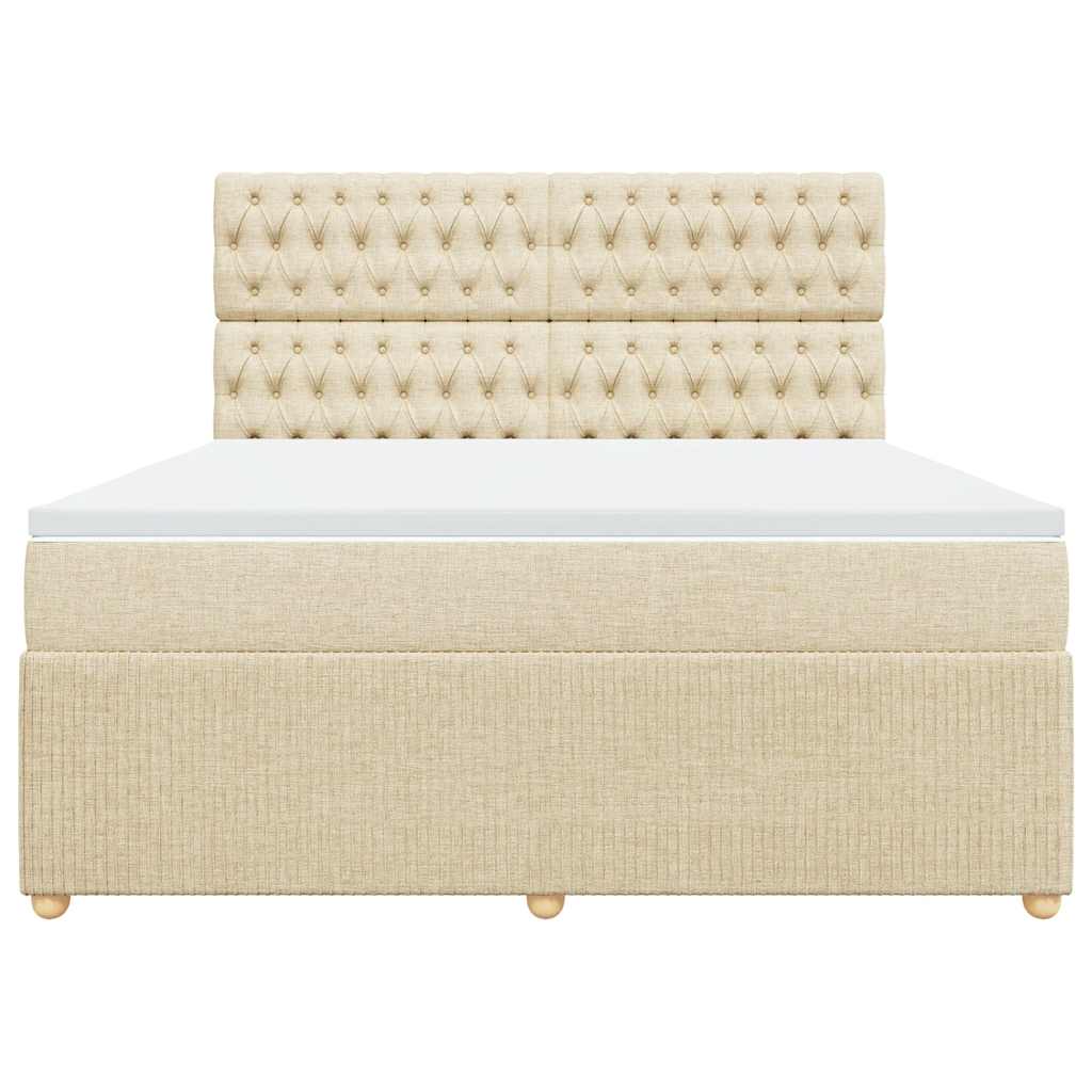 Boxspringbett mit Matratze Creme 180x200 cm Stoff
