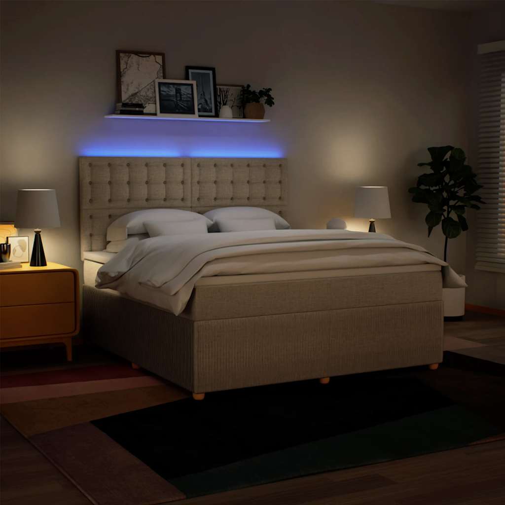 Boxspringbett mit Matratze Creme 180x200 cm Stoff