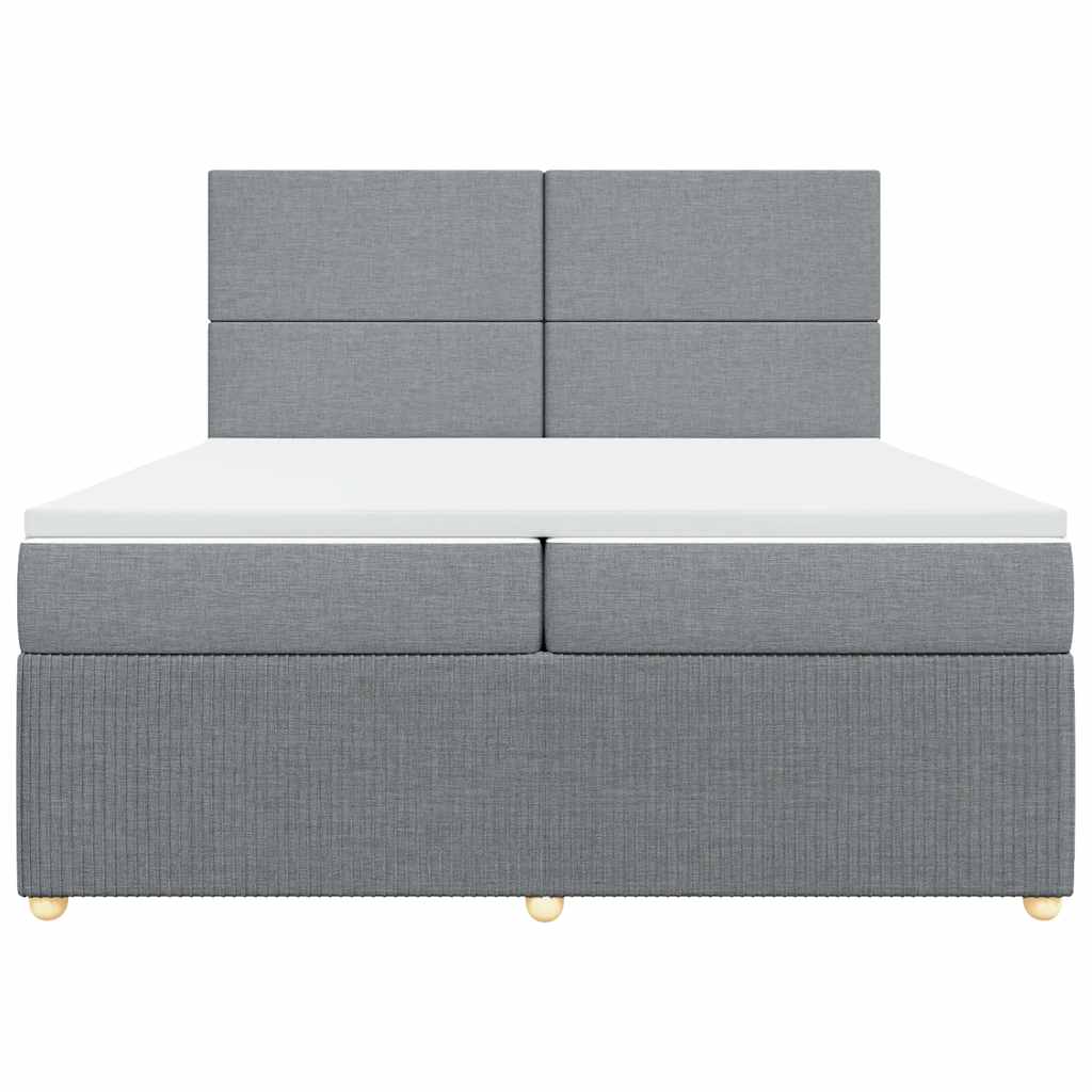 Boxspringbett mit Matratze Hellgrau 200x200 cm Stoff