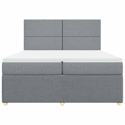 Boxspringbett mit Matratze Hellgrau 200x200 cm Stoff