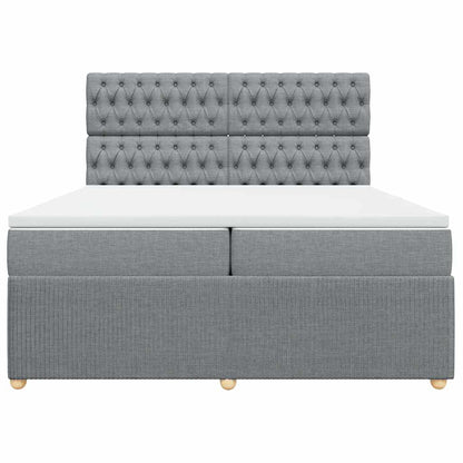 Boxspringbett mit Matratze Hellgrau 200x200 cm Stoff
