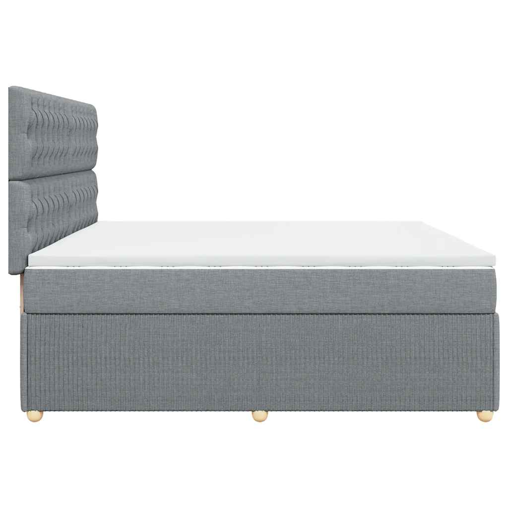 Boxspringbett mit Matratze Hellgrau 200x200 cm Stoff