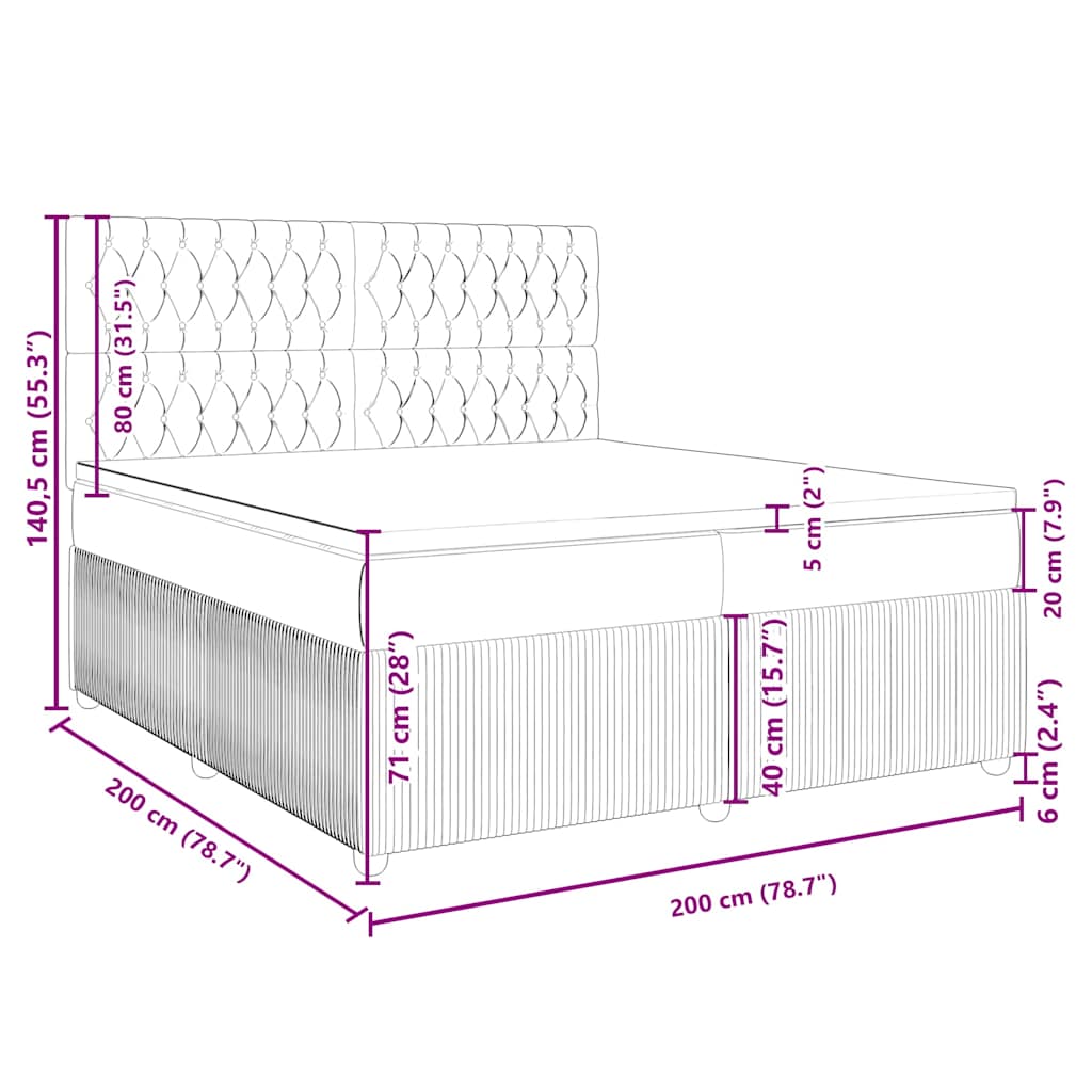 Boxspringbett mit Matratze Dunkelgrau 200x200 cm Stoff