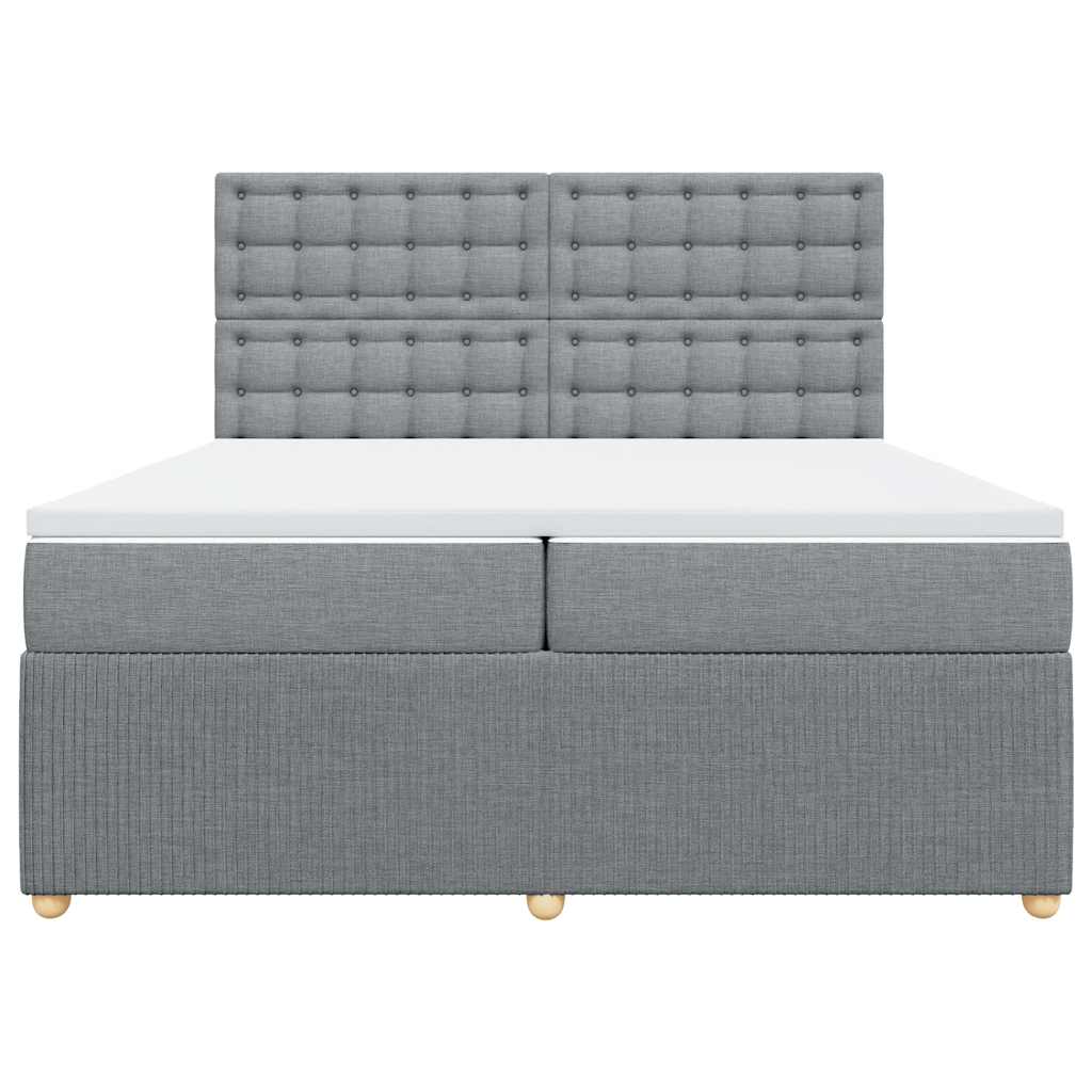 Boxspringbett mit Matratze Hellgrau 200x200 cm Stoff