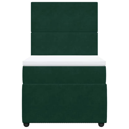 Boxspringbett mit Matratze Dunkelgrün 90x190 cm Samt