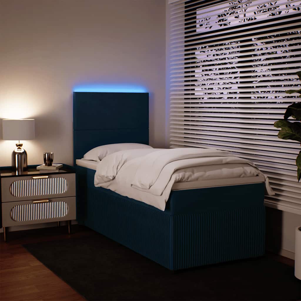 Boxspringbett mit Matratze Blau 90x190 cm Samt