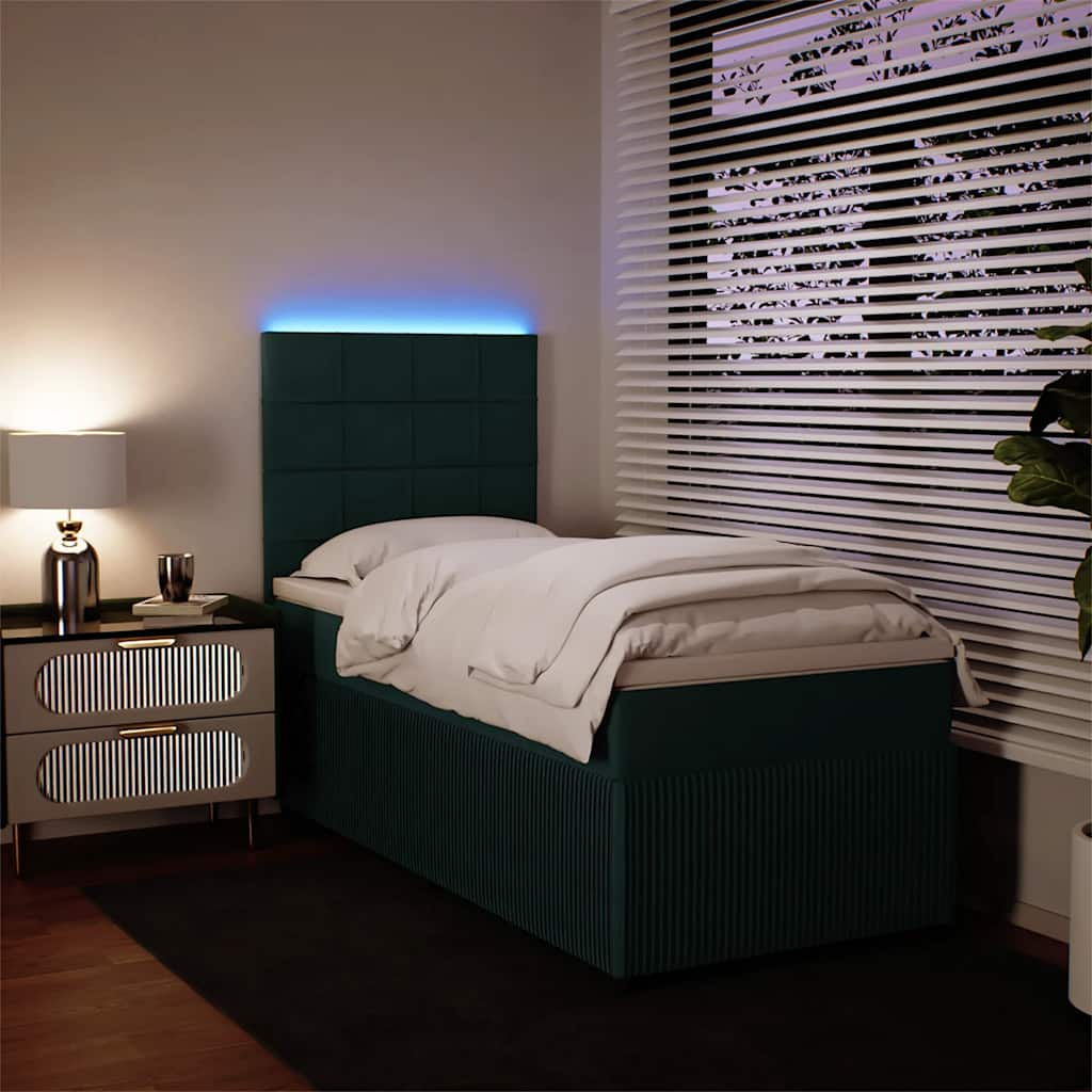 Boxspringbett mit Matratze Dunkelgrün 90x190 cm Samt