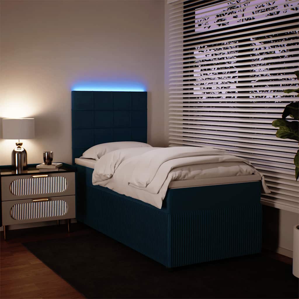 Boxspringbett mit Matratze Blau 90x190 cm Samt