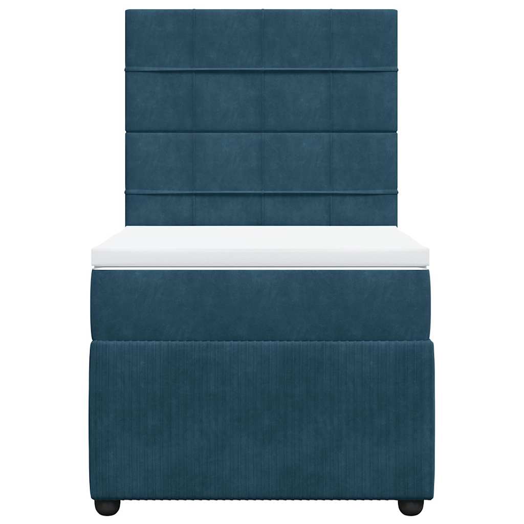 Boxspringbett mit Matratze Blau 90x190 cm Samt