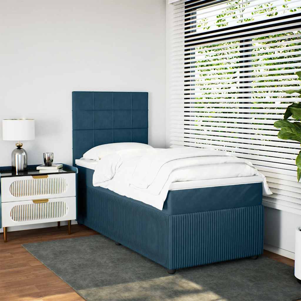 Boxspringbett mit Matratze Blau 90x190 cm Samt