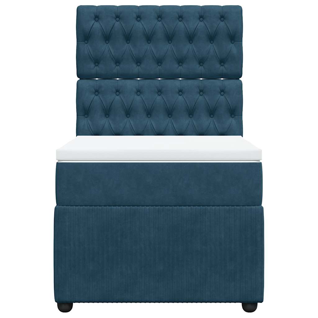 Boxspringbett mit Matratze Blau 90x190 cm Samt