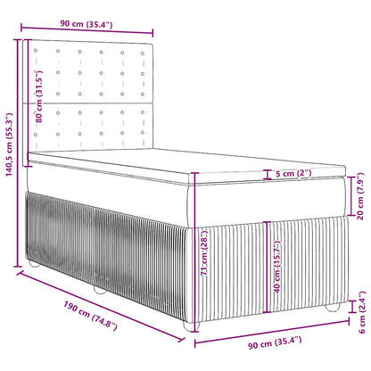 Boxspringbett mit Matratze Hellgrau 90x190 cm Samt