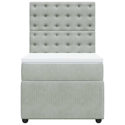 Boxspringbett mit Matratze Hellgrau 90x190 cm Samt