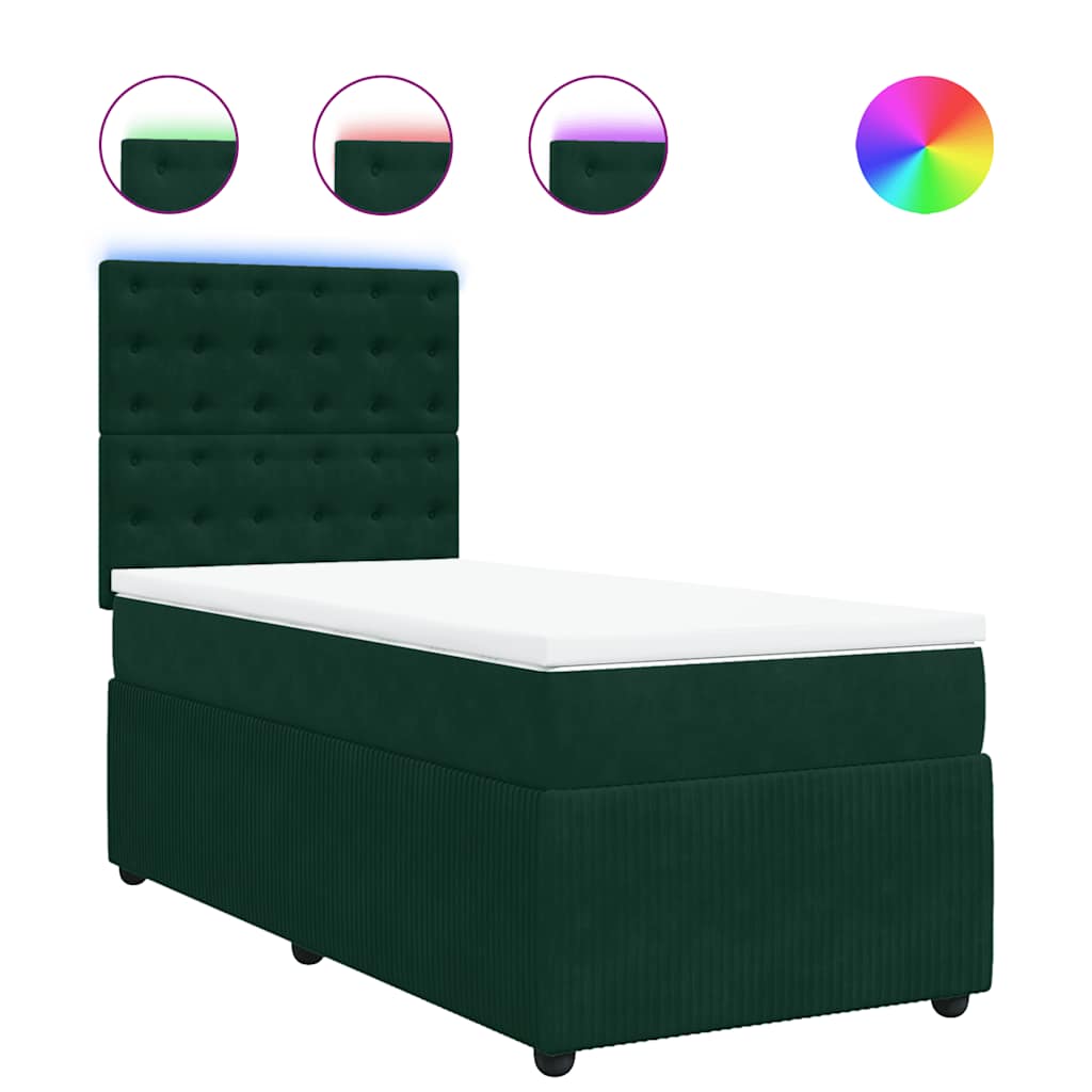Boxspringbett mit Matratze Dunkelgrün 90x190 cm Samt