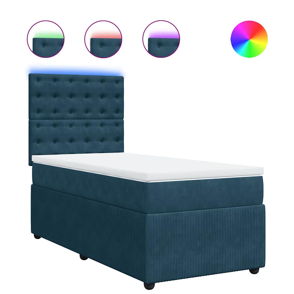 Boxspringbett mit Matratze Blau 90x190 cm Samt
