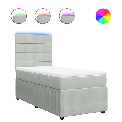 Boxspringbett mit Matratze Hellgrau 90x200 cm Samt