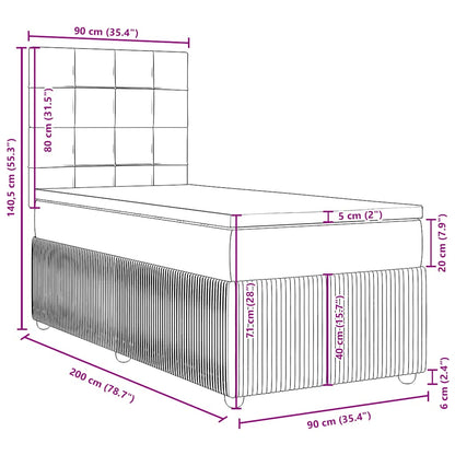 Boxspringbett mit Matratze Dunkelgrau 90x200 cm Samt