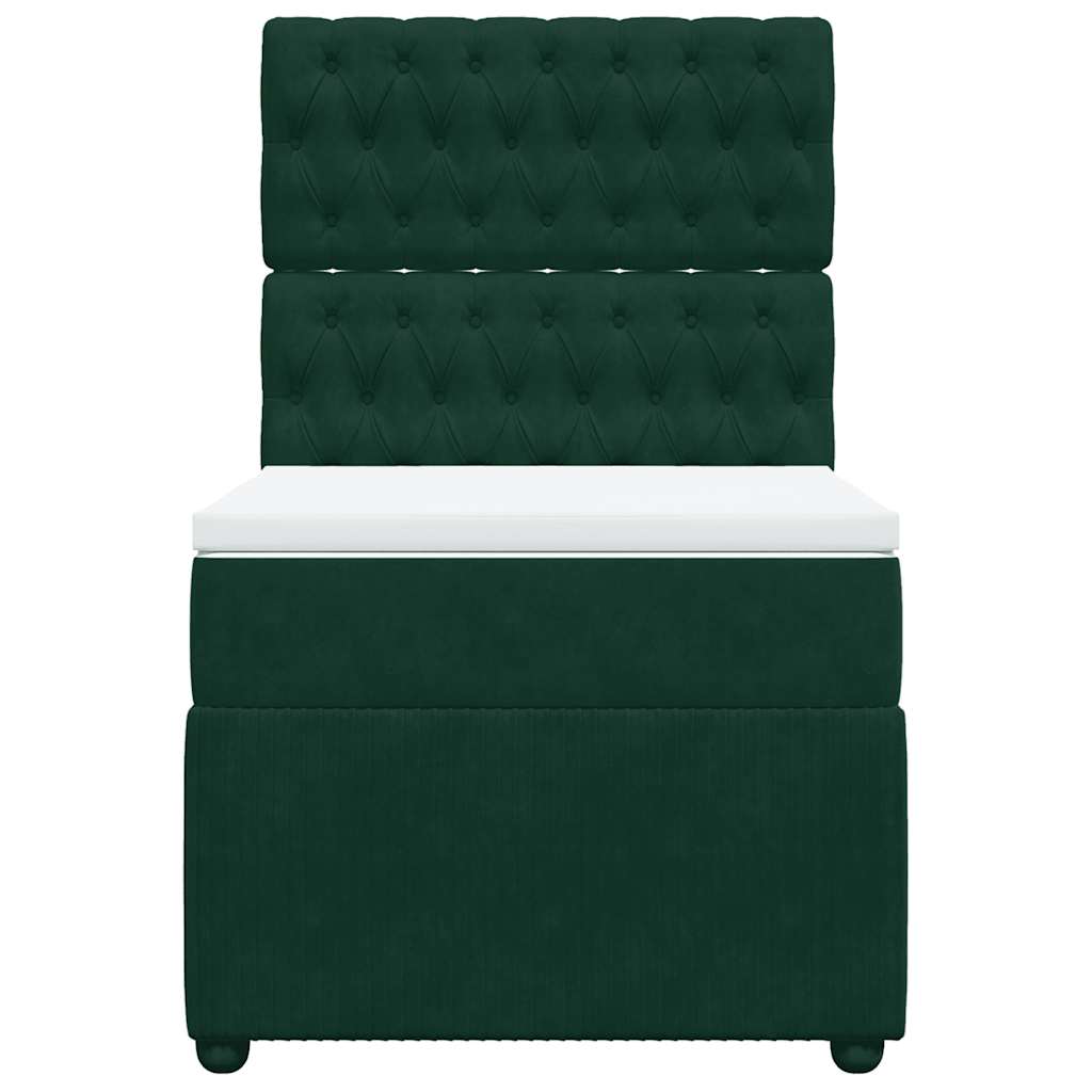 Boxspringbett mit Matratze Dunkelgrün 90x200 cm Samt