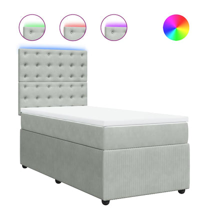 Boxspringbett mit Matratze Hellgrau 90x200 cm Samt