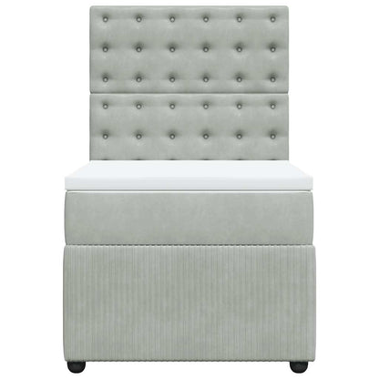 Boxspringbett mit Matratze Hellgrau 90x200 cm Samt