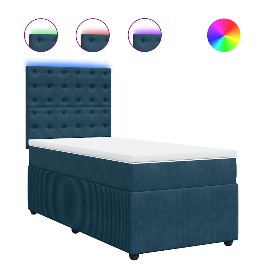 Boxspringbett mit Matratze Blau 90x200 cm Samt