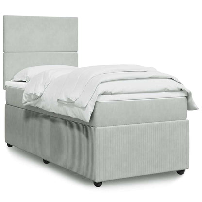 Boxspringbett mit Matratze Hellgrau 100x200 cm Samt