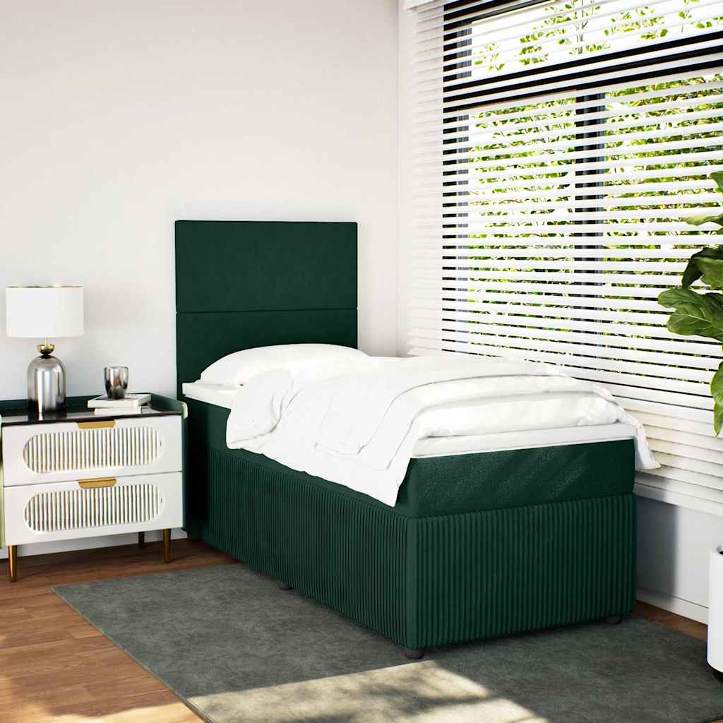 Boxspringbett mit Matratze Dunkelgrün 100x200 cm Samt