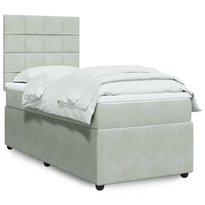 Boxspringbett mit Matratze Hellgrau 100x200 cm Samt