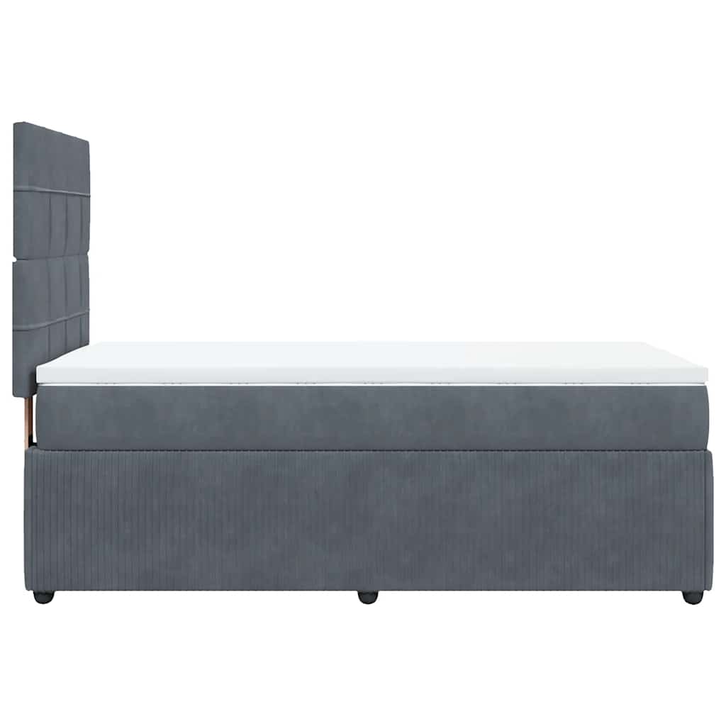 Sommier tapissier avec matelas gris foncé 100x200 cm velours