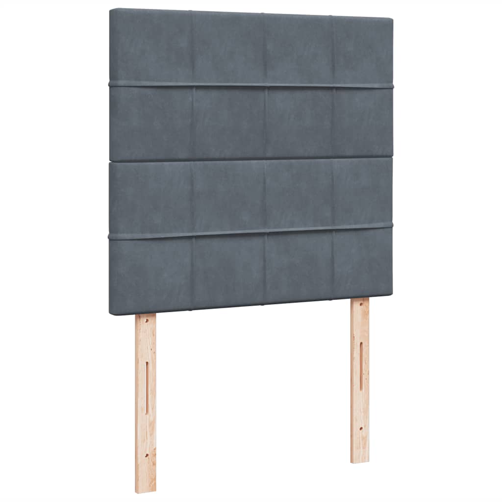 Sommier tapissier avec matelas gris foncé 100x200 cm velours