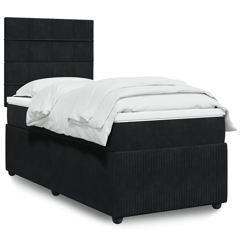 Boxspringbett mit Matratze Schwarz 100x200 cm Samt