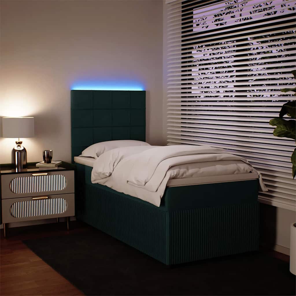 Boxspringbett mit Matratze Dunkelgrün 100x200 cm Samt