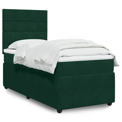 Boxspringbett mit Matratze Dunkelgrün 100x200 cm Samt