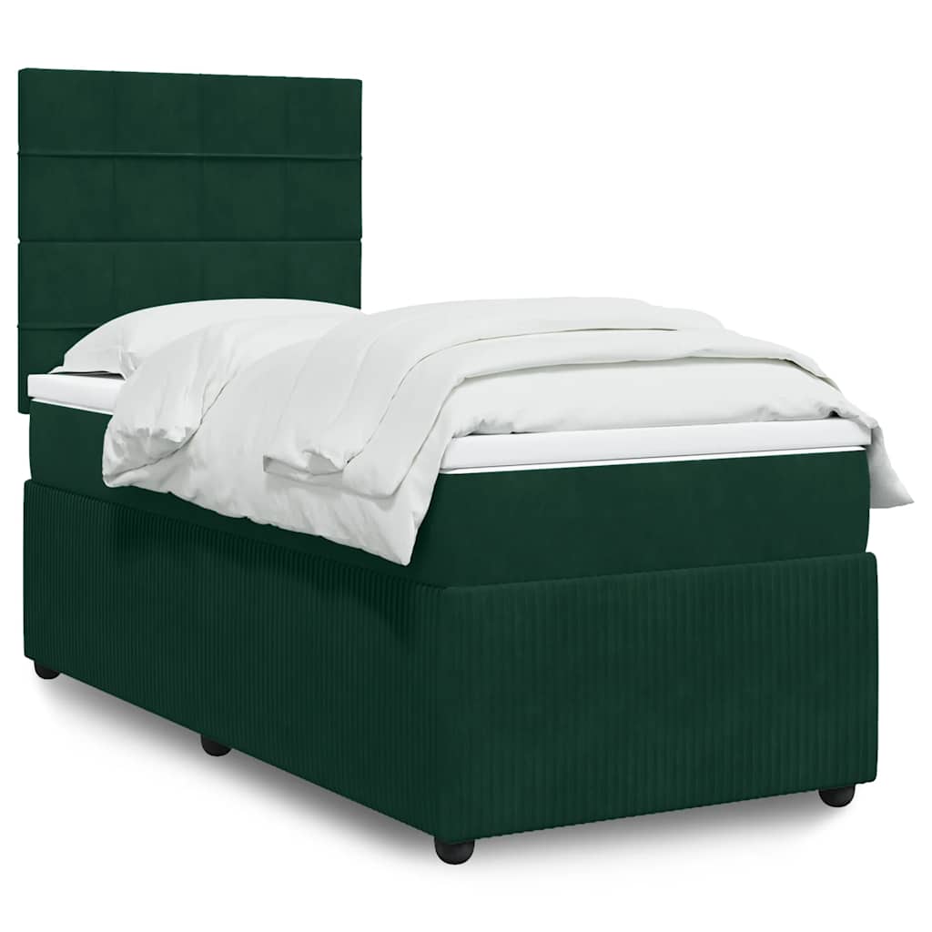 Boxspringbett mit Matratze Dunkelgrün 100x200 cm Samt