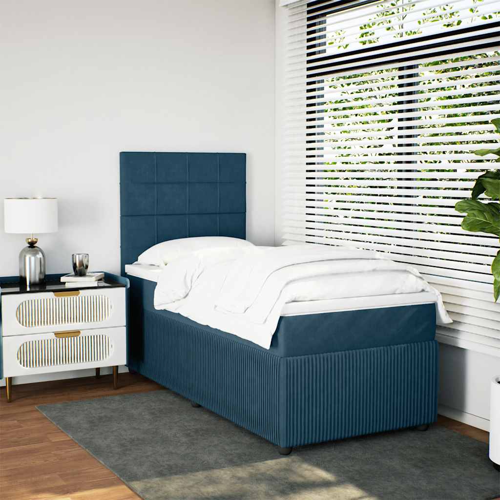 Boxspringbett mit Matratze Blau 100x200 cm Samt