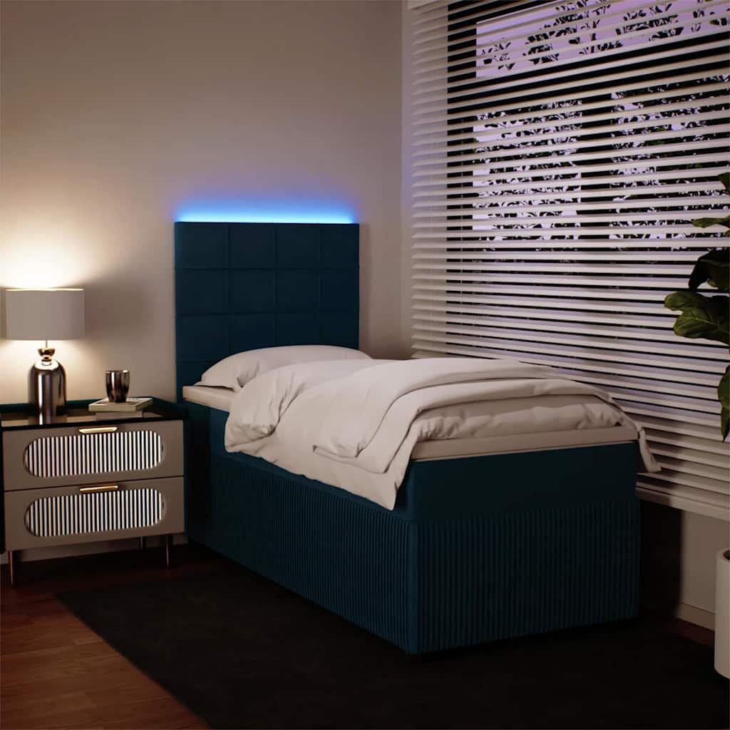 Boxspringbett mit Matratze Blau 100x200 cm Samt