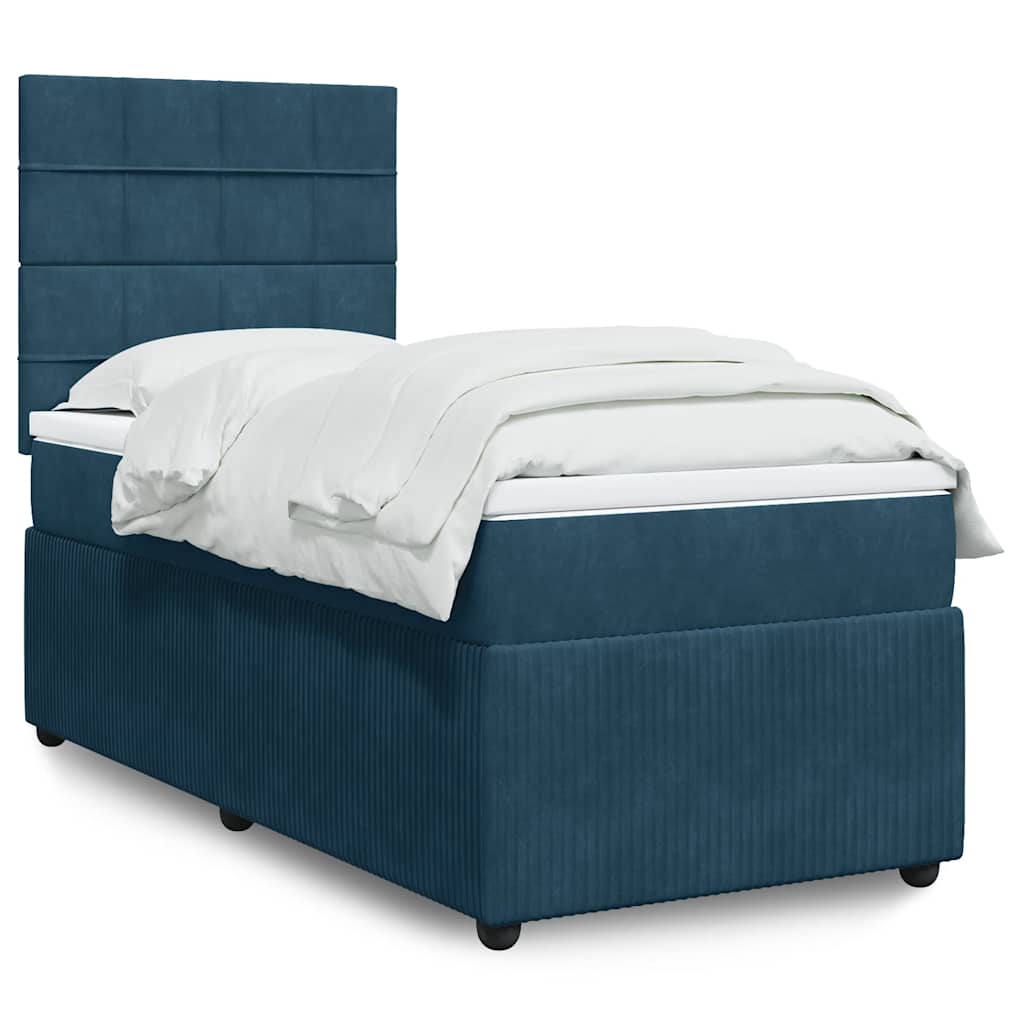 Boxspringbett mit Matratze Blau 100x200 cm Samt