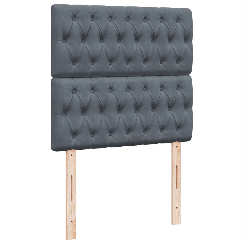 Sommier tapissier avec matelas gris foncé 100x200 cm velours