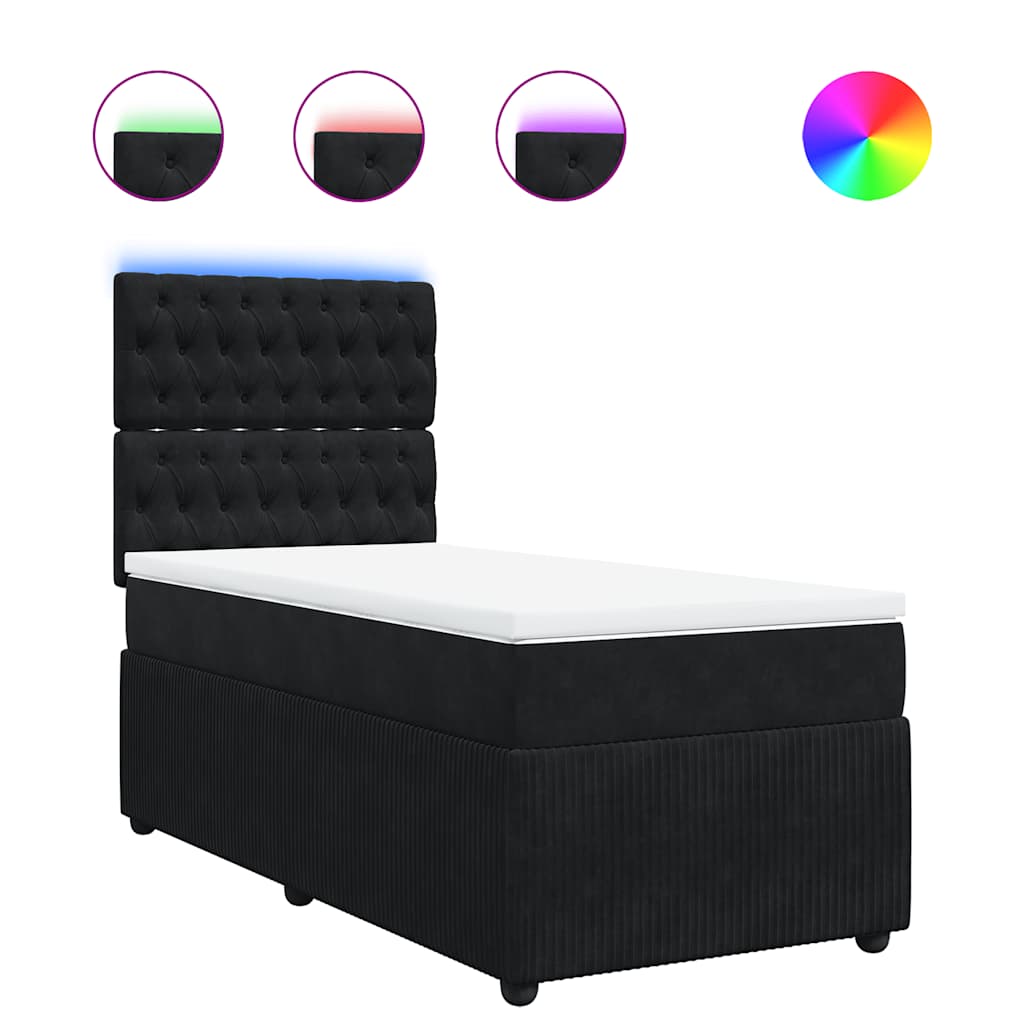 Boxspringbett mit Matratze Schwarz 100x200 cm Samt