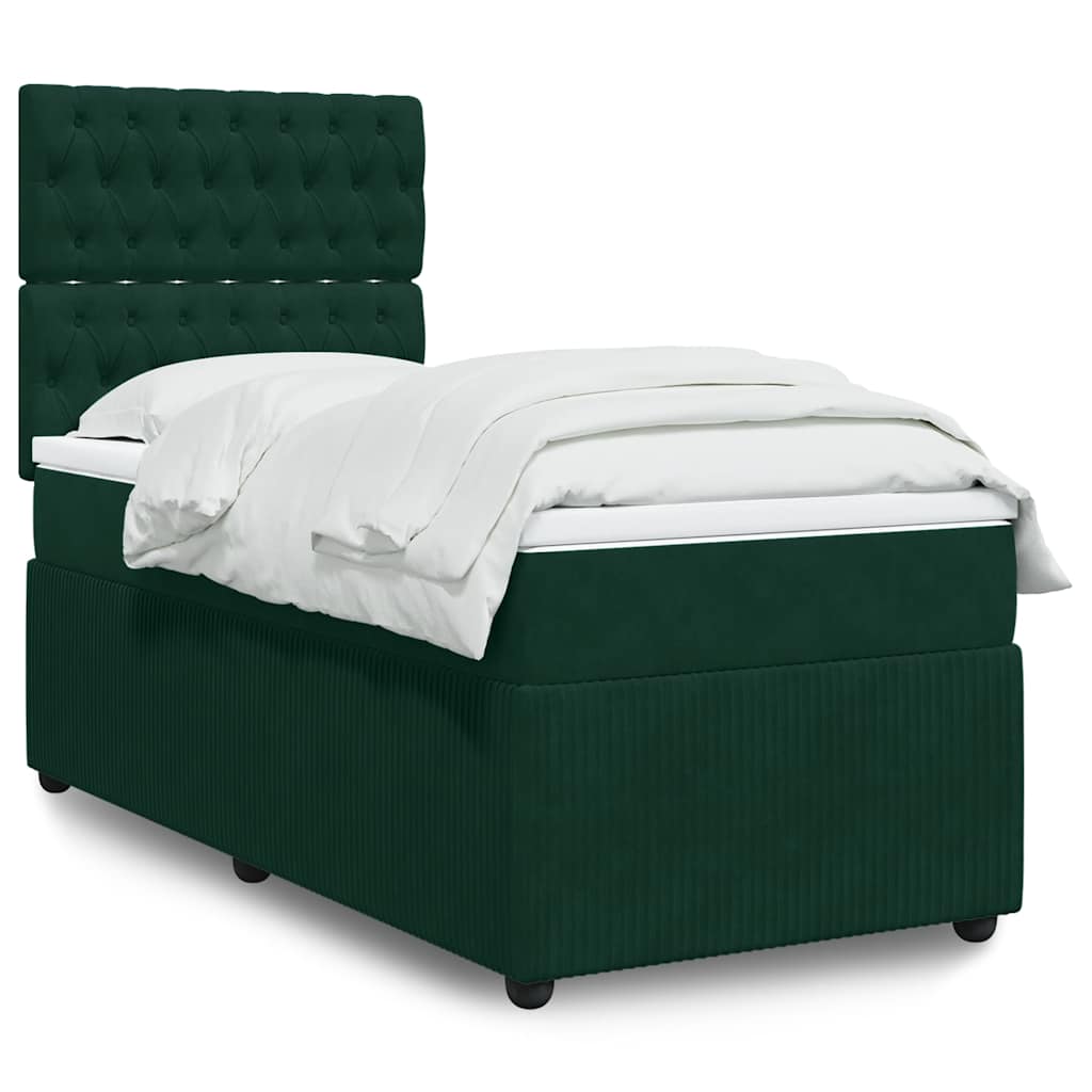 Boxspringbett mit Matratze Dunkelgrün 100x200 cm Samt