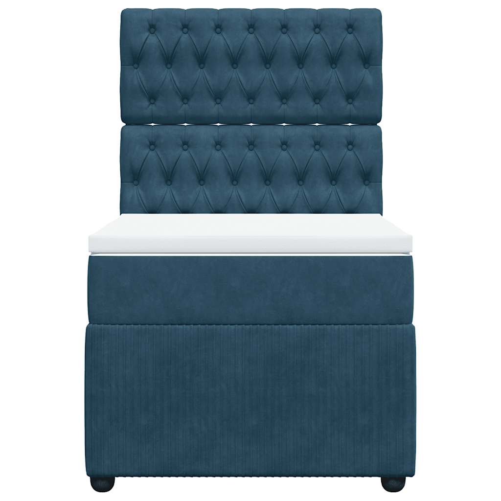 Boxspringbett mit Matratze Blau 100x200 cm Samt