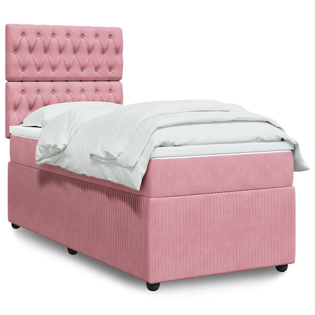 Boxspringbett mit Matratze Rosa 100x200 cm Samt