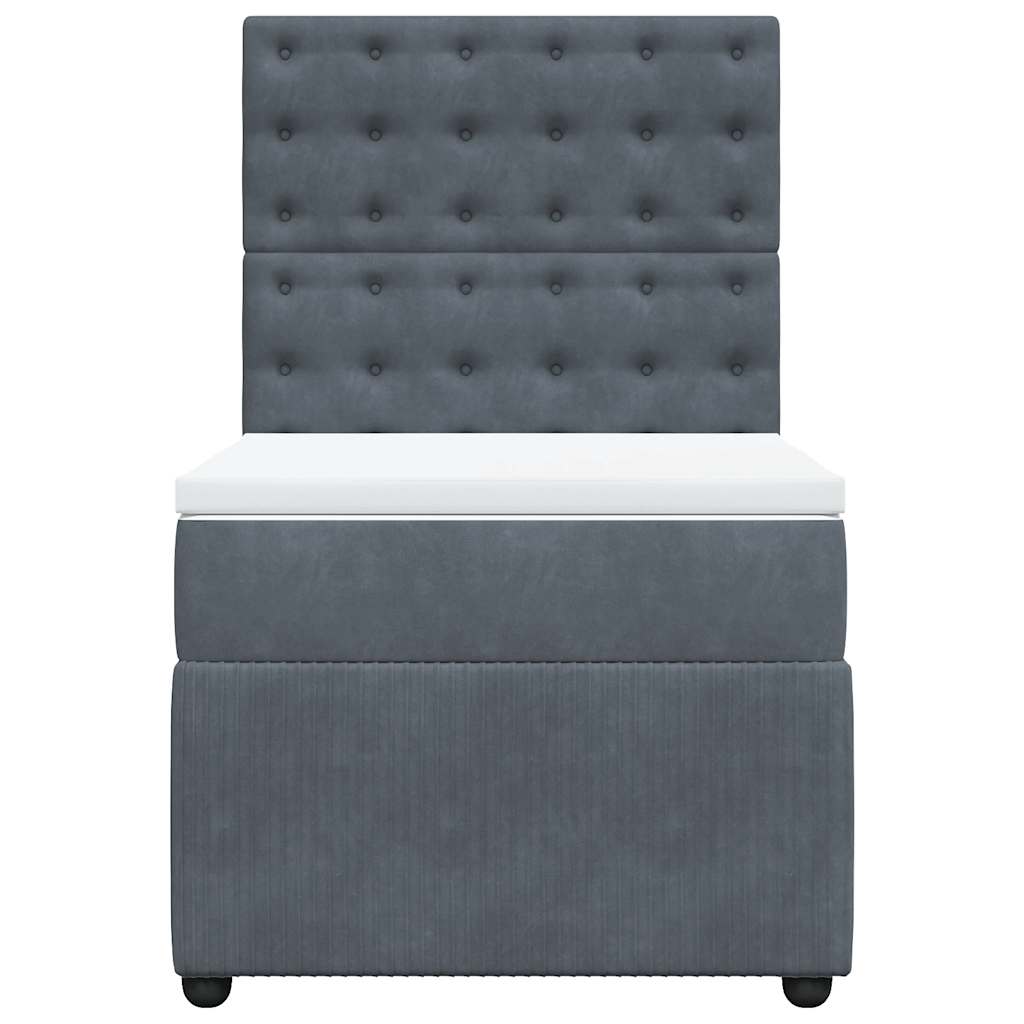 Sommier tapissier avec matelas gris foncé 100x200 cm velours
