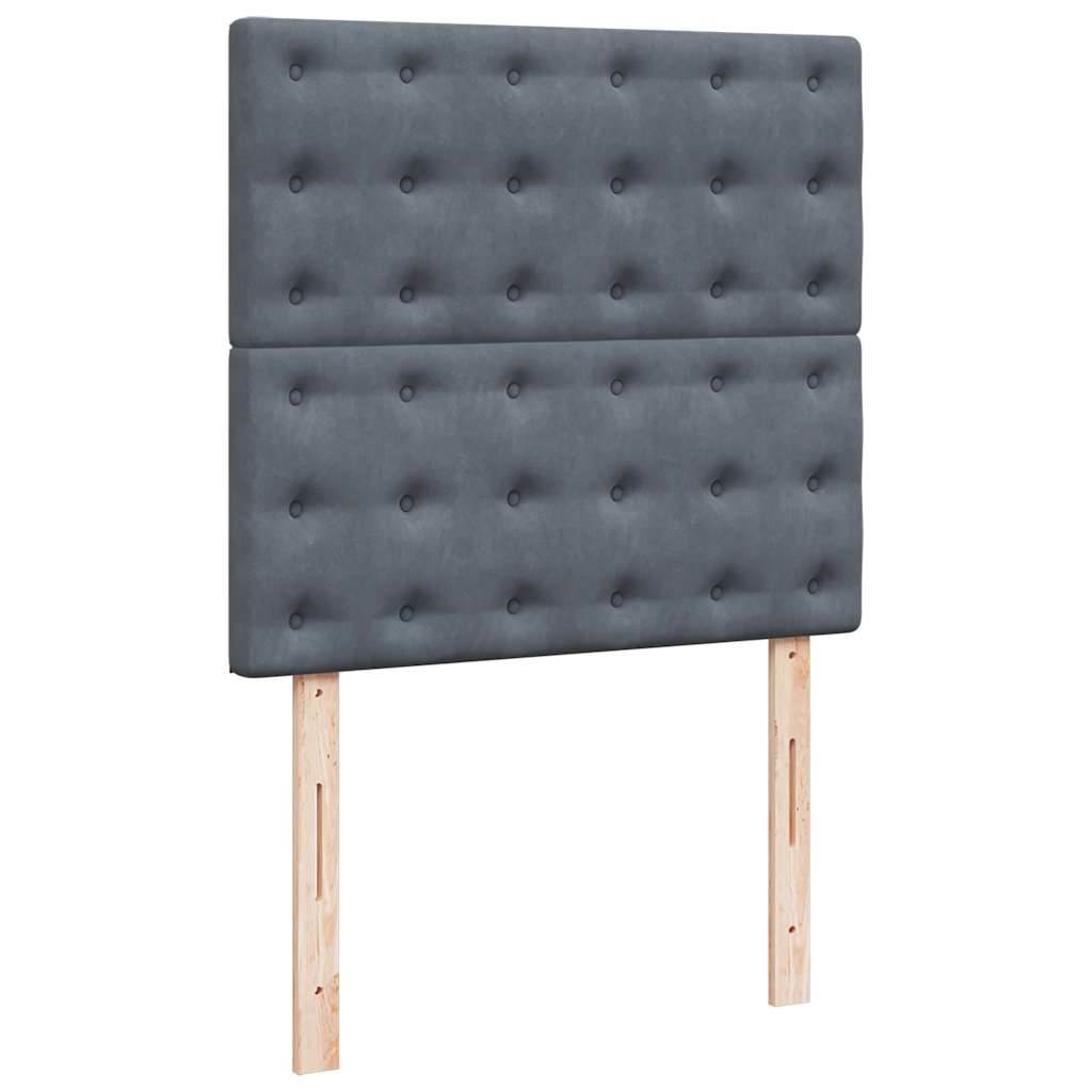 Sommier tapissier avec matelas gris foncé 100x200 cm velours