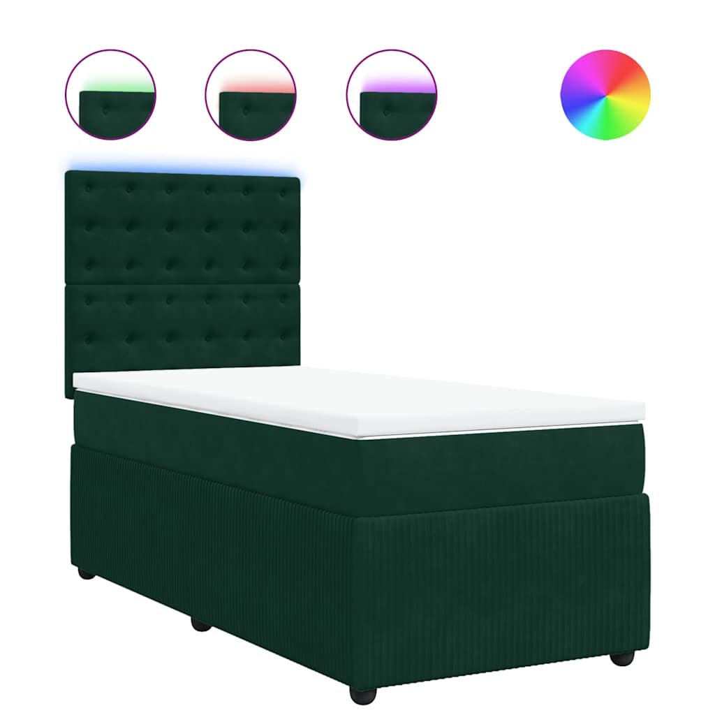 Boxspringbett mit Matratze Dunkelgrün 100x200 cm Samt