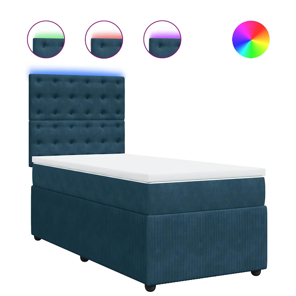 Boxspringbett mit Matratze Blau 100x200 cm Samt