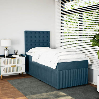 Boxspringbett mit Matratze Blau 100x200 cm Samt