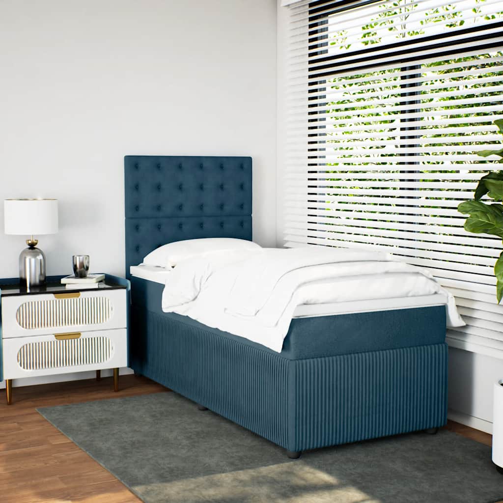 Boxspringbett mit Matratze Blau 100x200 cm Samt