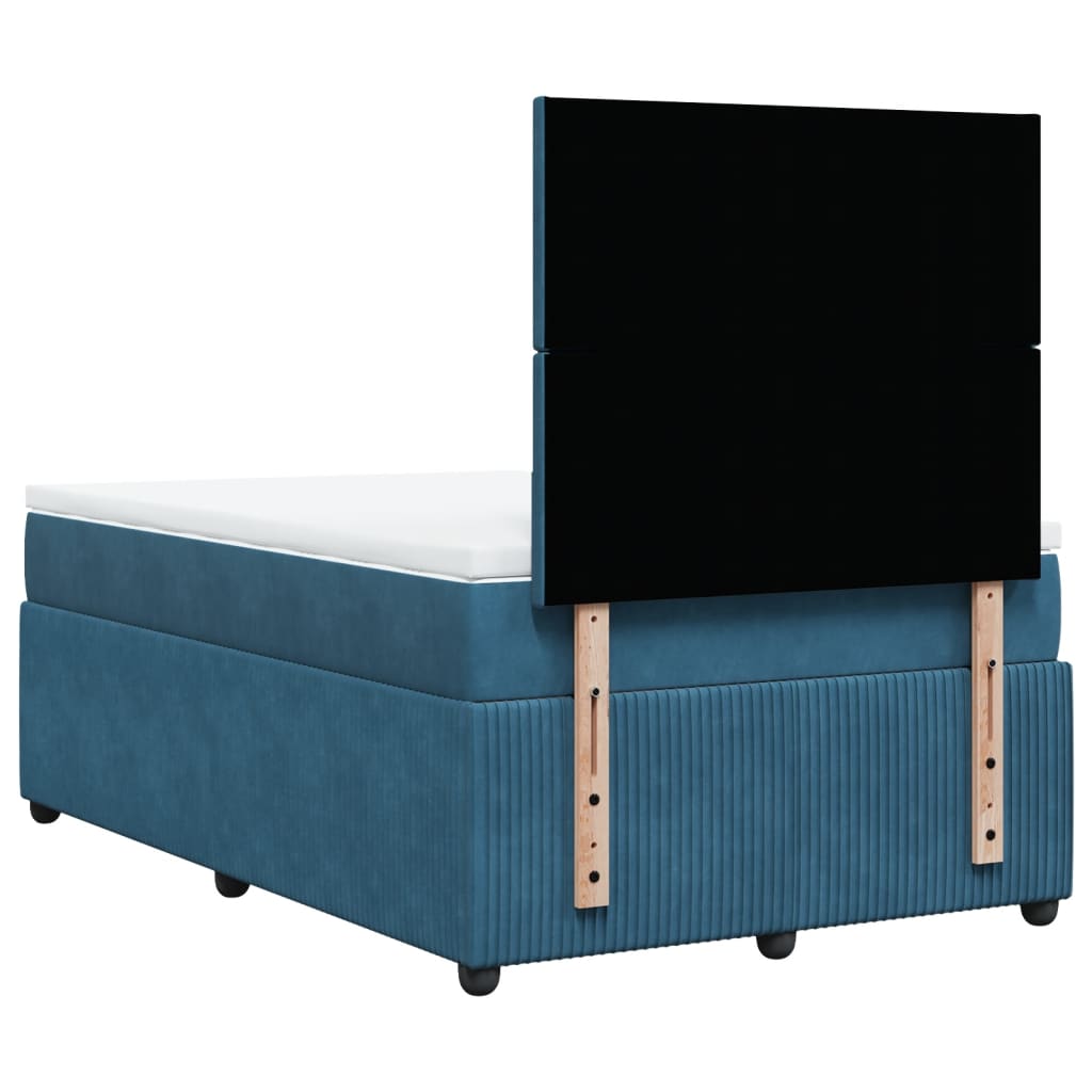 Boxspringbett mit Matratze Blau 120x190 cm Samt